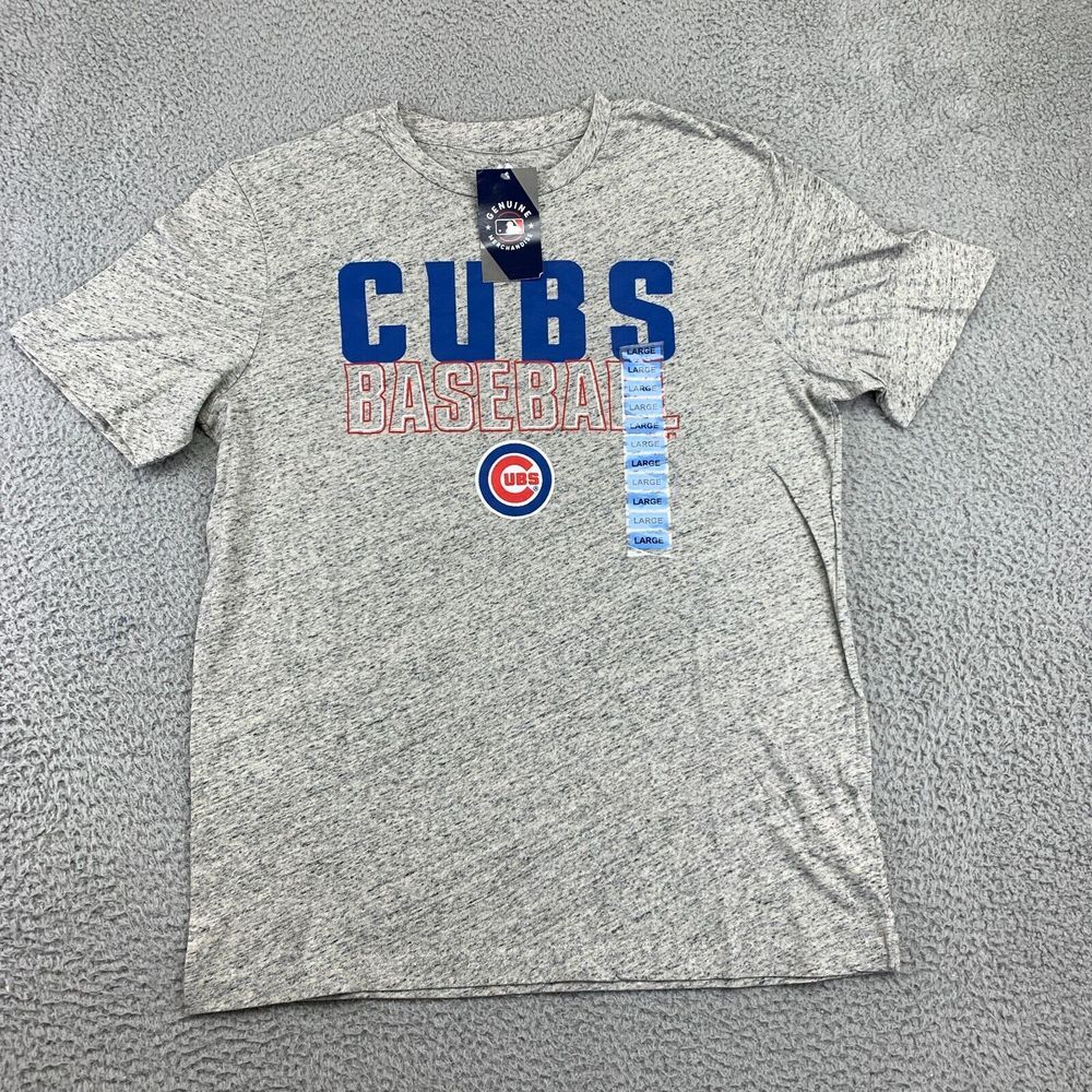 NWT Chicago‎ Cubs T-Shirt Men's Large Heather Grey MLB Short Sleeve Pullover